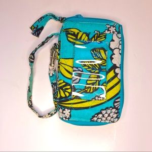 Quilted zip ID fold wallet wristlet